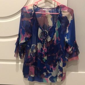 DIANE von FURSTENBERG Floral 3/4 sleeve top